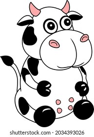 Cow. Vector graphics. Stylized image of an animal. Cartoon character in color. 