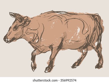 cow vector, hand draw sketch 