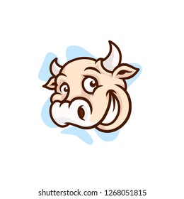 cow vector head modern character illustration 