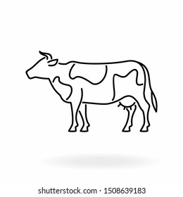 Cow vector icon. Beef and dairy produce sign. Farm animal and cattle illustration.