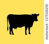 Cow vector icon illustration isolated on yellow background