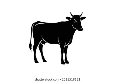 vetor de vaca, ilustração de vetor de ícone, silhueta de vaca isolada em um fundo branco, eps, png, vetor,