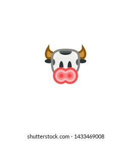 Cow Vector Icon. Isolated Cow Face Emoji, Emoticon, Illustration