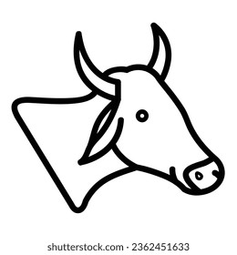 Cow Vector Icon, Lineal style icon, from Animal Head icons collection, isolated on white Background.