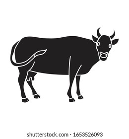 Cow vector icon.Black vector icon isolated on white background cow.