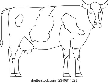 Vektorgrafik von Kühen auf Milchprodukten der landwirtschaftlichen Produktion