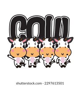 cow vector illustration for baby t-shirt design