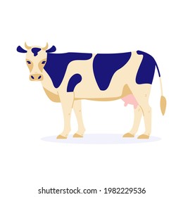 Cow. Vector illustration in flat cartoon style. Isolated on a white background.