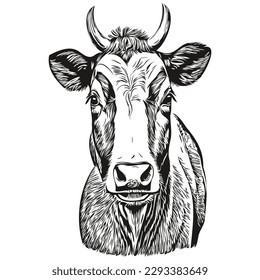 cow vector illustration line art drawing black   white calf
