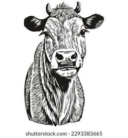 cow vector illustration line art drawing black   white calf
