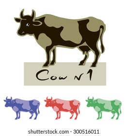 Cow. Vector illustration. Lines image. 