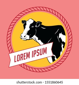 Cow vector illustration. Modern label design