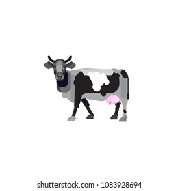 Cow vector illustration on white background. Cow flat design. Cow from farm vector