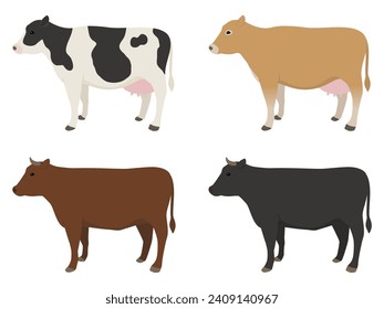 Cow vector illustration set material