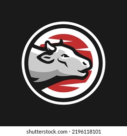Cow vector illustration template. Farm animals logo clip art. Can be used for labels, signs, or stickers.