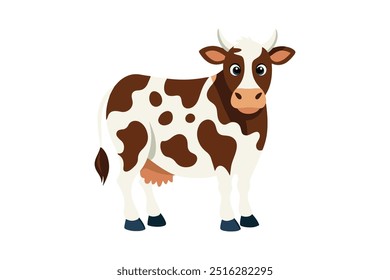 Una Ilustración vectorial de vaca con fondo blanco