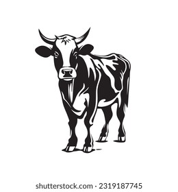 Ilustración del vector de vaca, estilo del logotipo	