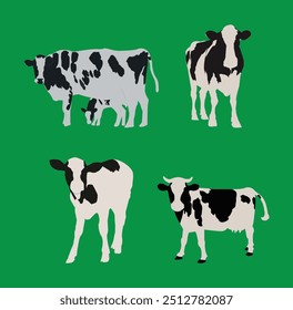 Vetor de vaca isolado em fundo verde