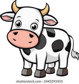 Cow vector. cow isolated on white background. cow Vector illustration in cartoon flat design style