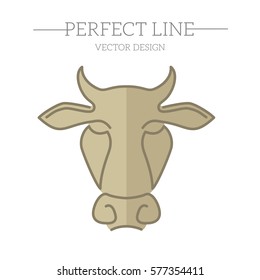 cow vector line, symbol, logo, emblem. Contour Design.
