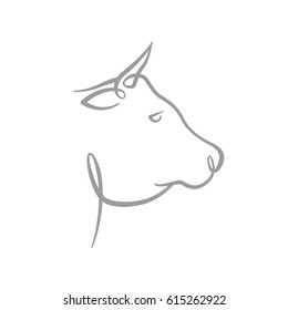cow vector line, symbol, logo, emblem. Contour Design.
