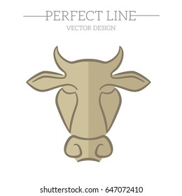 cow vector line, symbol, logo, emblem. Contour Design.