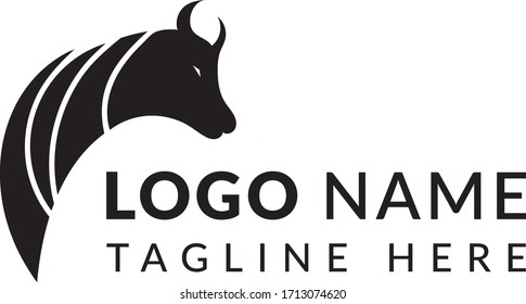 Cow Vector Logo Design  Retro Vintage Cattle Angus Beef Emblem Label Livestock Logo Design Vector Farmer Market, Cow Head Silhouette Vector Illustration .