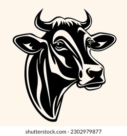 Vector de vaca para logotipo o icono, imágenes prediseñadas, dibujo Elegante estilo minimalista, estilo abstracto Ilustración