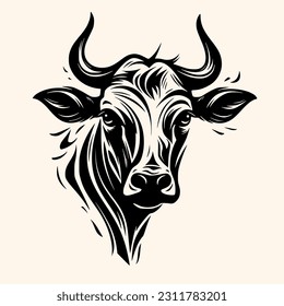 Vector de vaca para logotipo o icono, imágenes prediseñadas, dibujo Elegante estilo minimalista, estilo abstracto Ilustración