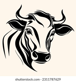 Cow vector for logo or icon,clip art, drawing Elegant minimalist style,abstract style Illustration