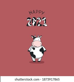 Cow  vector print for new year.2021