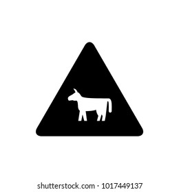 cow vector road sign icon