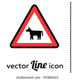 cow vector road sign icon