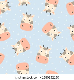 Cow vector seamless pattern. Farm background.