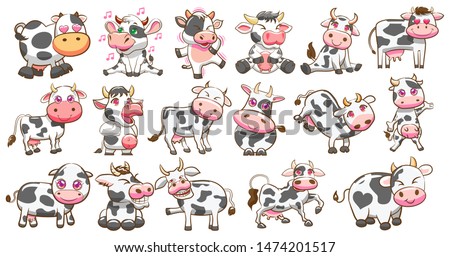 cow vector set graphic clipart design
