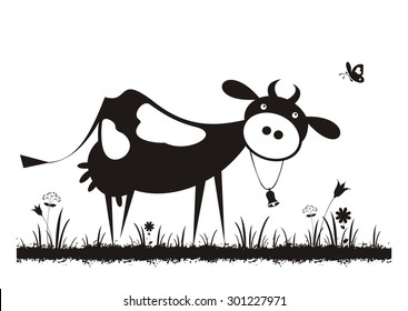 Cow. Vector silhouette.