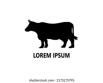 silueta vectorial de vaca, aislada en fondo blanco.