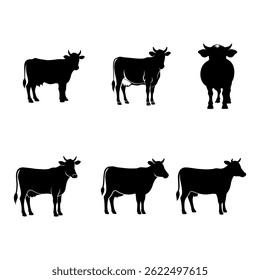 silhueta de vetor de vaca sobre fundo branco