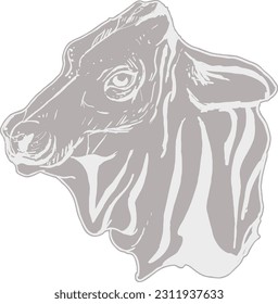 cow vector style retro design with lots of texture and noise