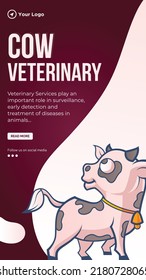 Cow veterinary portrait template design. 