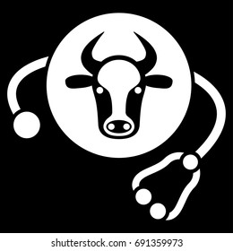 Cow Veterinary vector icon. Flat white symbol. Pictogram is isolated on a black background. Designed for web and software interfaces.
