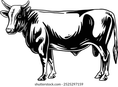 cow vintage vector hand drawn illustration
