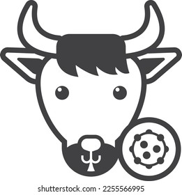 cow and virus illustration in minimal style isolated on background