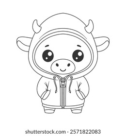 Cow wearing a jacket for coloring