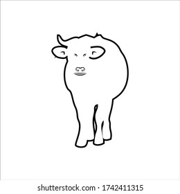 Cow web line icon, farm animal line icon.