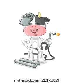 the cow welder mascot. cartoon vector