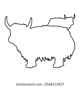 Cow wild yak logo outline Outline of a wild yak and cow blend, showcasing an elegant yet bold logo design concept.