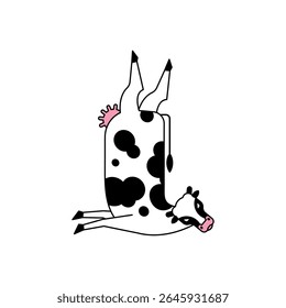 Cow yoga. Rural yogi. Cows doing relaxing gymnastics. Cattle relax