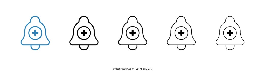 Cowbell circle plus black and white vector icon