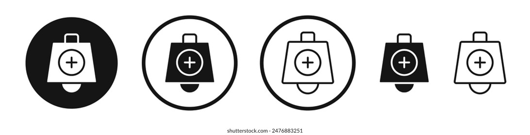 Cowbell circle plus flat liner icon set.